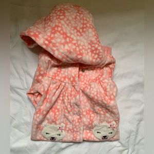 Pink leopard fleece-y one piece 9 month Just One You Carter’s